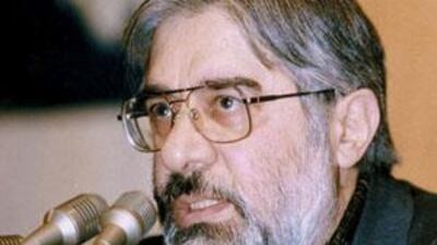 Former prime minister Mir Hossein Mousavi during a press conference in Tehran in 2000.