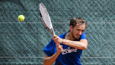 Daniil Medvedev during a training session at the ATP 250 Geneva Open in Switzerland. EPA