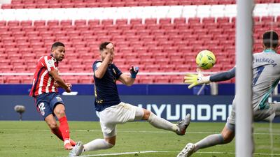 Renan Lodi scores Atletico Madrid''s equaliser against Osasuna. Getty Images