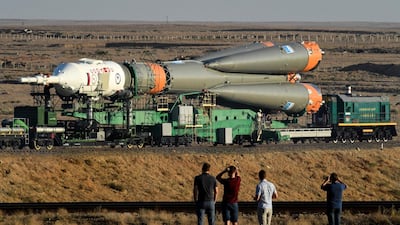 Cold as ice: When it is taken to the launchpad by train, the Soyuz rocket is green. But when it takes off, it is completely white. What’s with the new paint job? In fact, the liquid oxygen and kerosene fuel is so cold, the rocket is covered in a coating of frost. Kirill Kudryavtsev / AFP