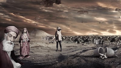 A still from Larissa Sansour’s 29-minute video installation ‘In the Future, They Ate from the Finest Porcelain’, 2015. Courtesy Larissa Sansour