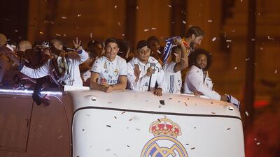 Real Madrid players arrive at Cibeles square. Denis Doyle / Getty Images