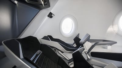 The interior of a mock up of the Crew Dragon spacecraft. Bloomberg