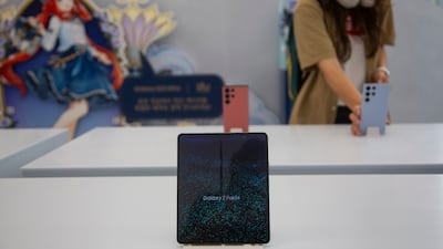A Samsung Galaxy Z Fold4 at Samsung's flagship store in Seoul, South Korea. EPA