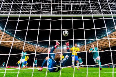 Germany's goalkeeper Kevin Trapp was powerless to prevent Gabriel Jesus scoring Brazil's lone goal in their 1-0 win over the world champions. Robert Michael / AFP Photo