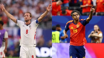 England's Harry Kane and Lamine Yamal of Spain will clash in the Nations League this weekend. Getty Imahes; Reuters
