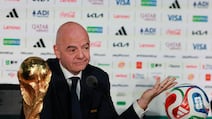 Fifa President Gianni Infantino speaks to reporters in Mexico City on the eve of the 2026 World Cup. Reuters