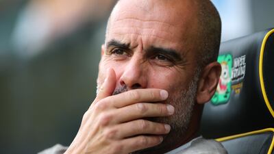 Pep Guardiola, Manager of Manchester City looks on aghast. Getty Images