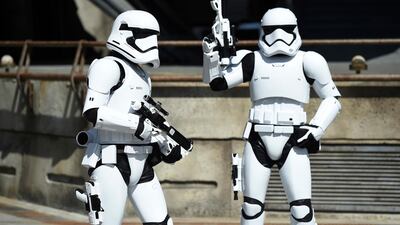 Stormtroopers watch over the Tie Echelon Stage. AP