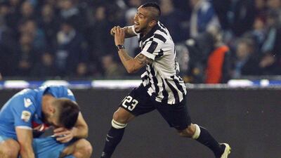Juventus' Arturo Vidal celebrates after scoring against Napoli during their Serie A victory over the hosts on Sunday. Ciro De Luca / Reuters / January 11, 2015