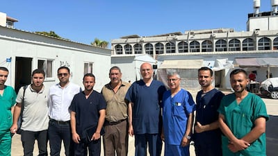 Dr Elayyan, fourth from the right, joined an international team of medics offering key assistance in Gaza