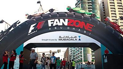 Fans at the FanZone down at the Abu Dhabi Corniche ready for the F1 circus to arrive today.