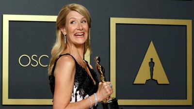 Laura Dern poses with the Oscar for Best Supporting Actress in a 'Marriage Story'' at the 92nd Academy Awards on Sunday, February 9. Reuters