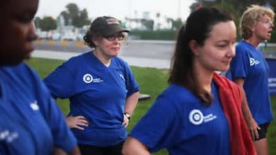Jeanne LeSage, centre, is taking part in Original Fitness' Beach Boot Camp programme over the summer.