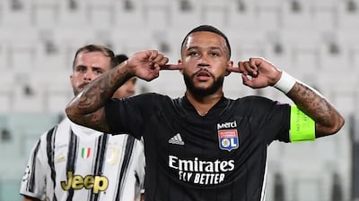 Lyon's Dutch forward Memphis Depay celebrates after scoring. AFP