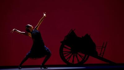 Spanish flamenco dancer Sara Baras performs during a rehearsal of "La Pepa" at the Biennial of Flamenco in the Andalusian capital of Seville. Marcelo del Pozo / Reuters