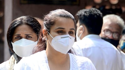 Bollywood star Vidya Balan arrives at the funeral. AFP