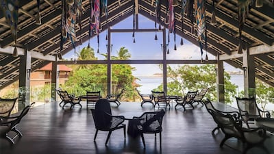 The lobby upper deck of the Anantara Kalutara. It’s the most recent Bawa project in Sri Lanka, based on a design completed after his death in 2003, and a 45-minute drive from Lunuganga. Courtesy Anantara Kalutara
