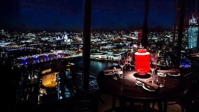 A table with a view at Hutong in London. Paul Winch-Furness / Sauce Communications via Bloomberg News