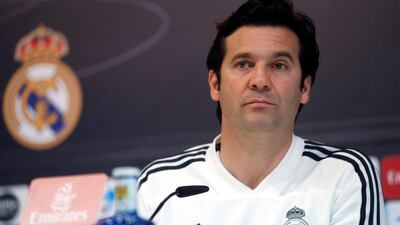 Real Madrid manager Santiago Solari speaks to the media ahead of the Primera Liga match against Girona. EPA