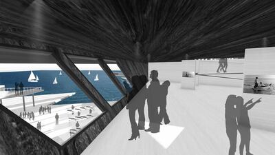 Crossing of the Coast is by Somayeh Ghorbani, a graduate of the American University of Dubai. She recently won gold in the Other Architectural Designs category at the at the 10th annual IDA Design Awards held in Los Angeles. Courtesy Somayeh Ghorbani