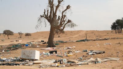 A scenic area in the UAE desert is devastated by the rubbish left behind by careless picnickers. Courtesy Dr Ulrich Wernery