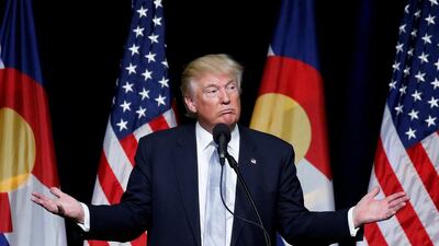 Republican presidential nominee Donald Trump speaks at a campaign rally in Colorado Springs. Carlo Allegri / Reuters