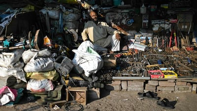 A roadside hardware shop in the old quarter of New Delhi. AFP