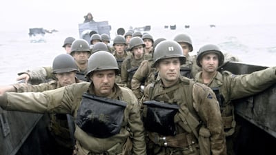 Tom Sizemore, front left, starred alongside Tom Hanks, front right, in 1998's Saving Private Ryan. Photo: Paramount Pictures