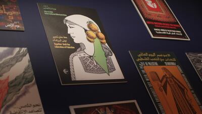 Artworks that are part of the Labour of Love: new approaches to Palestinian embroidery exhibition, currently on show at the Palestinian Museum. Alaa Badarnehm / The Palestinian Museum