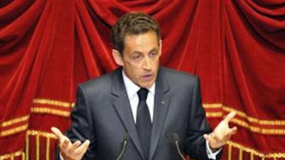 Nicolas Sarkozy, the French president, speaks at Palace of Versailles.