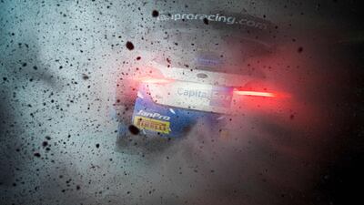 Janne Tuohino of Finland and his co-driver and compatriot Reeta Hamalainen compete in their Ford Fiesta during the eighth stage of the Arctic Rally in north-east Finland. AFP