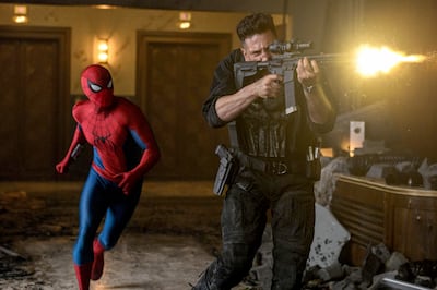 Tom Holland and Jon Bernthal in Spider-Man: Brand New Day. Photo: Columbia Pictures