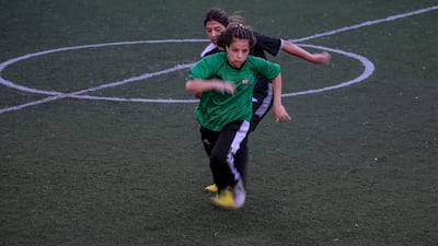 Palestinian women footballers take part in game in Gaza city. For the first time in the Gaza Strip, a football match for girls has been organised by the Algerian-Palestinian Friendship Association.