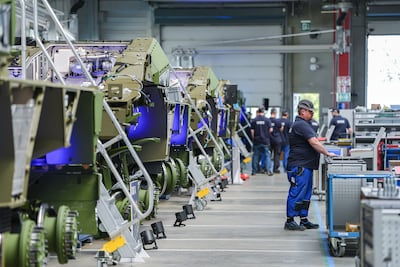 A production line for the German Boxer armoured fighting vehicle. Getty Images