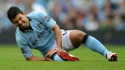 Manchester City’s Sergio Aguero injured his knee in their opening match of the season against Southampton.