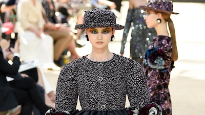 Wangy Xin Yu walks the runway during the Chanel Haute Couture Fall/Winter 2017-2018 show as part of Haute Couture Paris Fashion Week on July 4, 2017 in Paris, France. Peter White / Getty Images