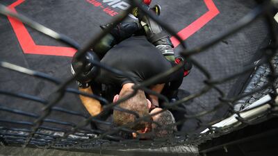 Training in a cage ring at Champs Sports Club in Dubai.