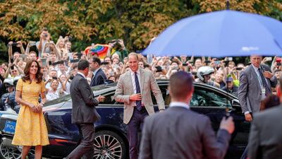 Britain's Prince William, Duke of Cambridge, and Catherine, Duchess of Cambridge, arrive for a visit to the German Cancer Research Centre in Heidelberg. Ronald Wittek / EPA