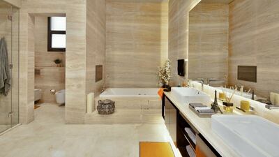 The villa has five bedrooms and six bathrooms, and comes with a rooftop terrace offering breath-taking views of the marina skyline, Burj Al Arab and Burj Khalifa.