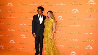 Beyonce Knowles-Carter and Jay-Z attend the premiere of Disney's 'The Lion King' in London's Leicester Square on July 14, 2019. Getty Images