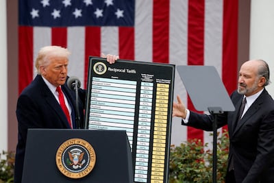 US President Donald Trump unveils sweeping tariffs against trading partners in April last year. Reuters