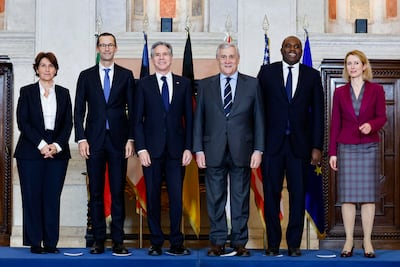 Foreign ministers and senior officials from Europe and the US meeting to discuss the Syria situation, in Rome. EPA