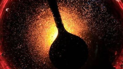 Raw Yemeni Wildflower Honey is stored in a glass jar at the Balquees Honey, a new Raw Honey store in Dubai Mall. Satish Kumar / The National