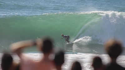 US surfer Kelly Slater in action during the second round of the Rip Curl Pro Portugal surfing event in Peniche, Portugal, on Friday, October 18. EPA
