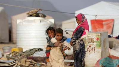 Children play at a camp for internally displaced people in Marib. Reuters