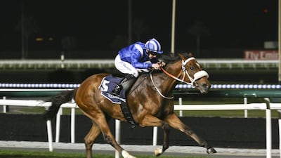 Paul Hanagan rides Mushreq at the Singspiel Stakes in Dubai last January. Razan Alzayani / The National / January 9, 2014