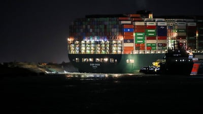 The stranded container ship Ever Given, one of the world's largest container ships, after it ran aground in Suez Canal, Egypt. Reuters