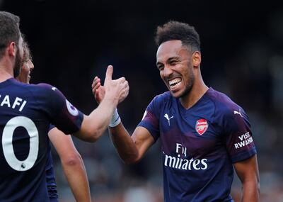 Arsenal's Pierre-Emerick Aubameyang scored twice in his side's last game at Fulham. Reuters