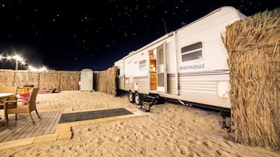This trailer in Ajman is right on the beach. Courtesy Caravana AlZorah / Facebook